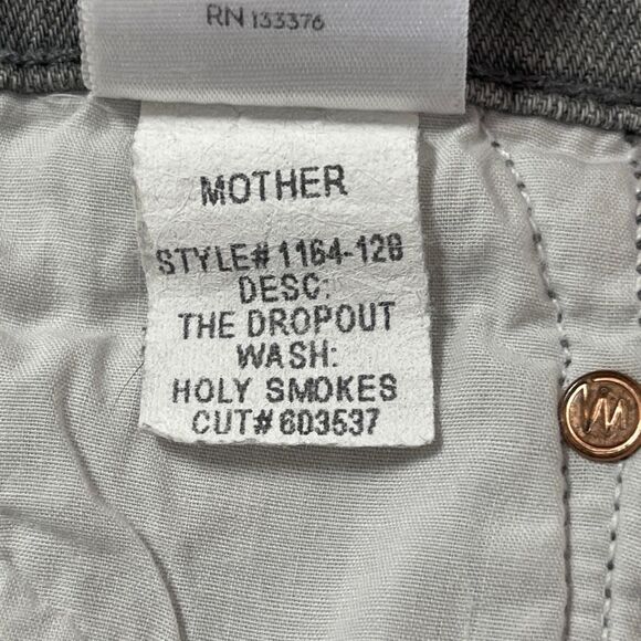 Mother The Dropout Cropped Slim Jeans in a gray "Holy Smokes" wash Sz 27 - Picture 6 of 10